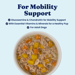 Solid Gold Wet Dog Food Topper beef-sweet-potato cups ingredients close-up highlighting real ingredients