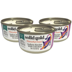 Solid Gold Wet Food Pate Flavorful Feast front label shows real chicken and grain free recipe for sensitive stomachs