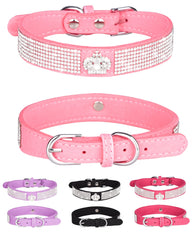 SOLMOONY bling dog collar pink crown rhinestone for daily walks.