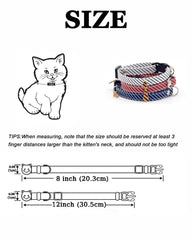 Solmoony blue-striped adjustable cat collar, ideal for daily wear and photoshoots.