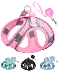 SOLMOONY dog harness pink XS shows easy step-in design for quick leash on-off.