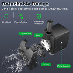 SongLong Submersible Pump—suction cups keep it securely in place.