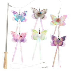 Songway Cat Wand with retractable wood handle for extended interactive play.