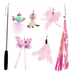 SONGWAY Cat Wand Toy with retractable wand for interactive indoor play and exercise