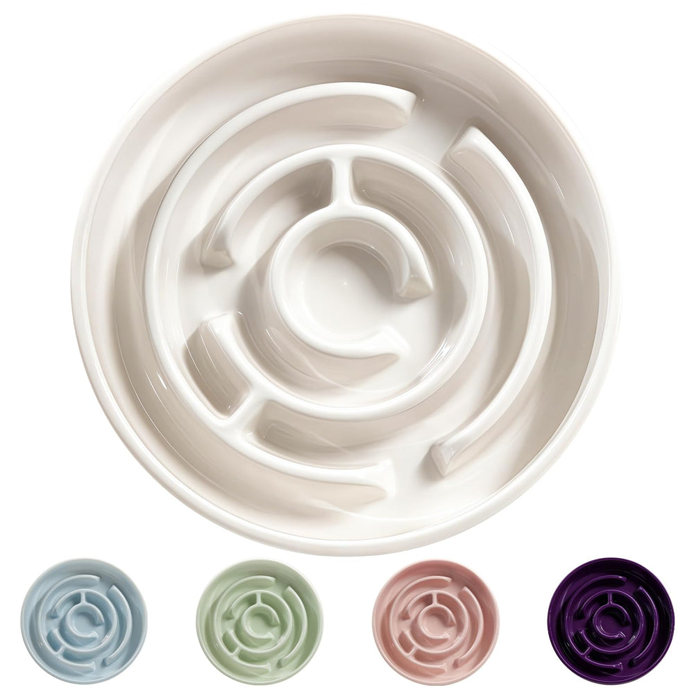Soniuong ceramic slow feeder dog bowl 1.5 cups, promotes mindful eating for small to medium dogs.