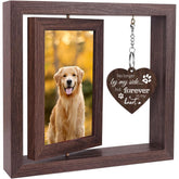 Soniuong dog memorial frame with wooden rotating 4x6 displays two memories for daily reminiscence.