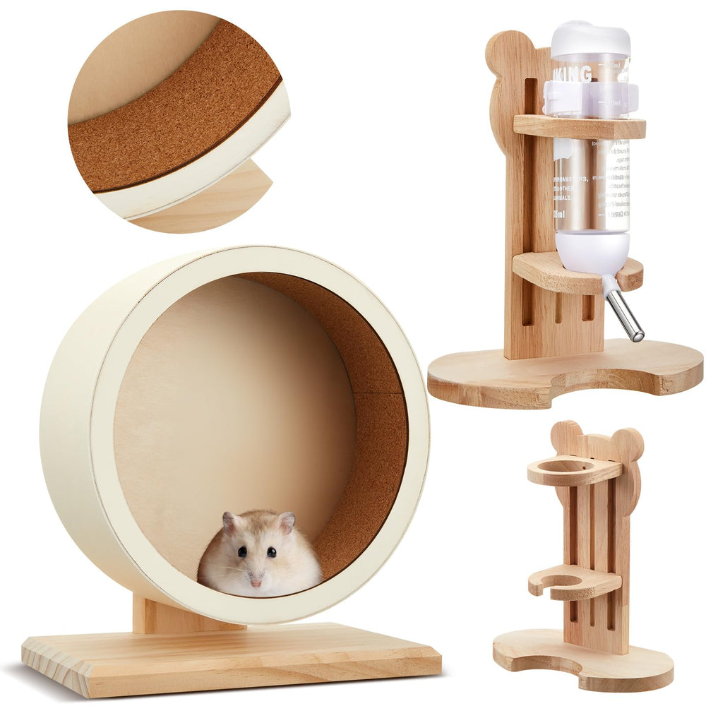 Sonwyoung 7.9-inch wooden hamster wheel promotes balanced exercise with quiet operation.