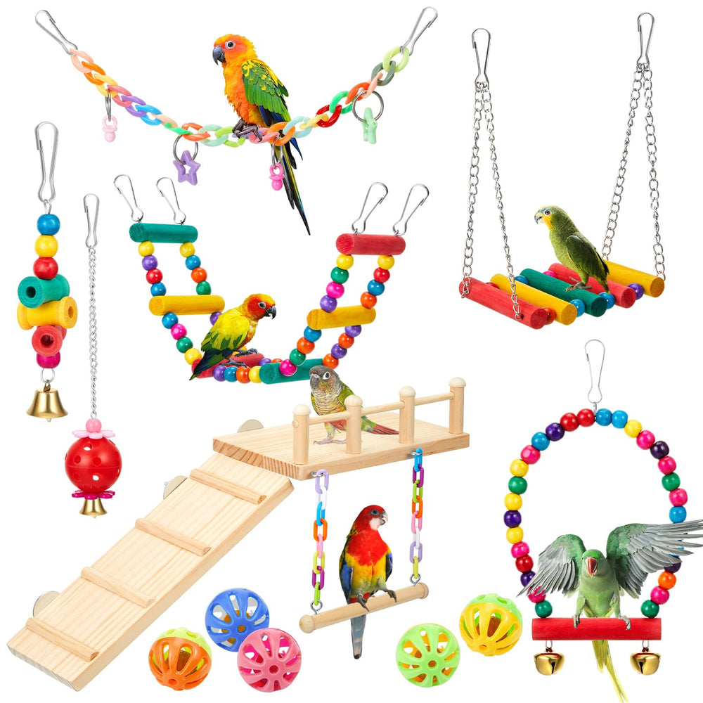 Sonwyoung cockatiel toys set with multicolor swing toys for engaging playtime