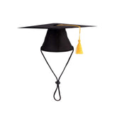 Soochat pet graduation cap with yellow tassel on a dog for memorable photo moments.