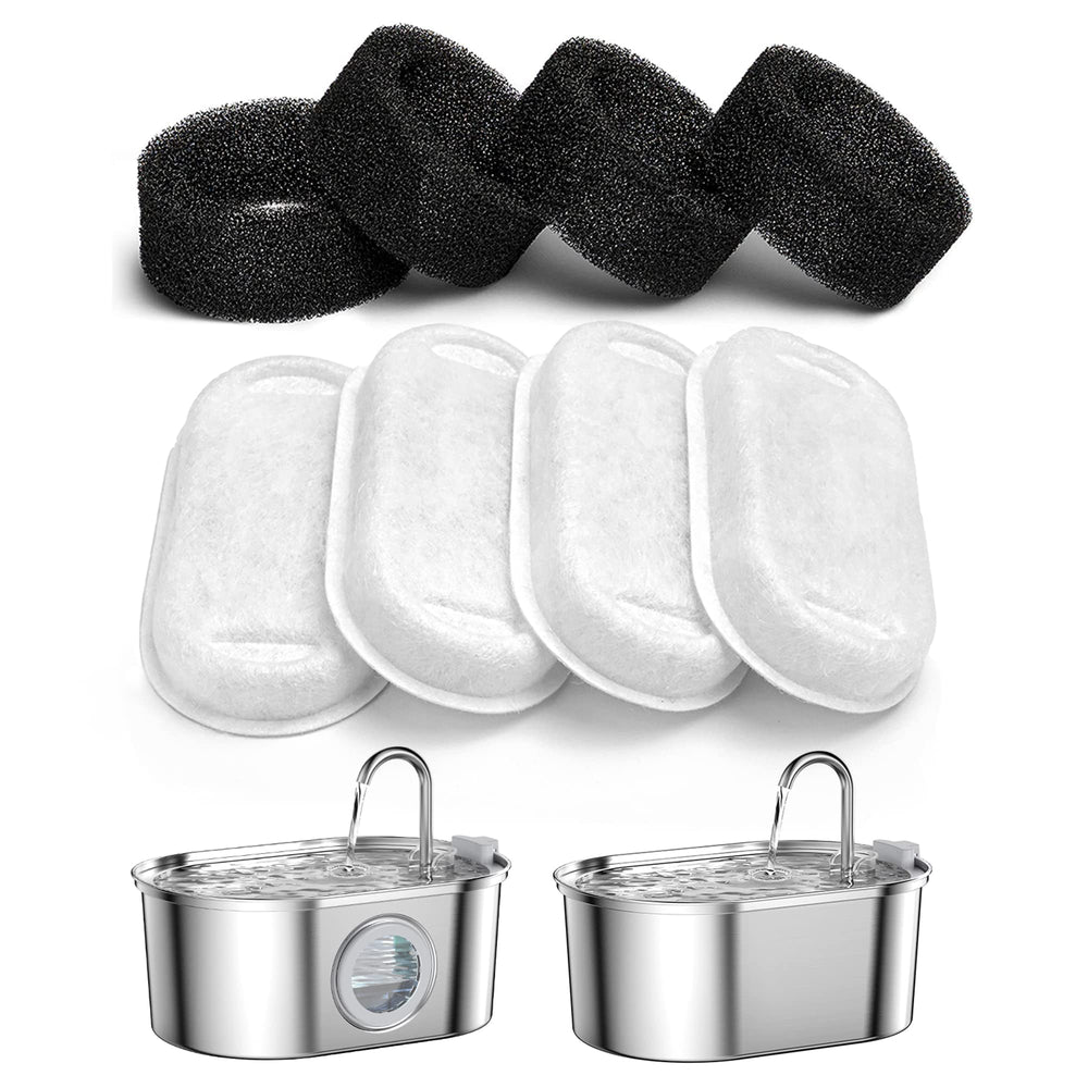 SOOFPET cat fountain filters 8-pack carbon and foam for cleaner water taste