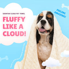 SOONTAN pink cloud pet towel for large-dog drying and water absorption.