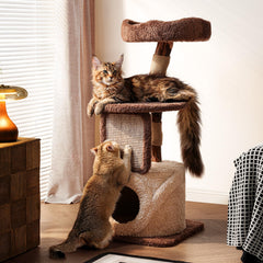 Sopapets 40-inch cat tree base shows solid wood stability for safe indoor play