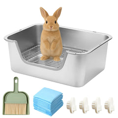 Sorstrem rabbit litter box grid keeps waste separate for easier cleaning.