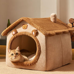 Sothuba cat bed interior shows removable cushion for easy cleaning.