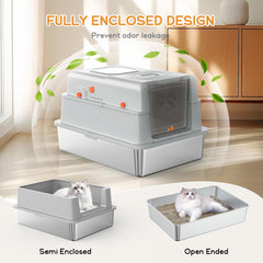 Soulbond XXXL front-entry view highlights dual-entry and anti-tracking mat reduces litter spread