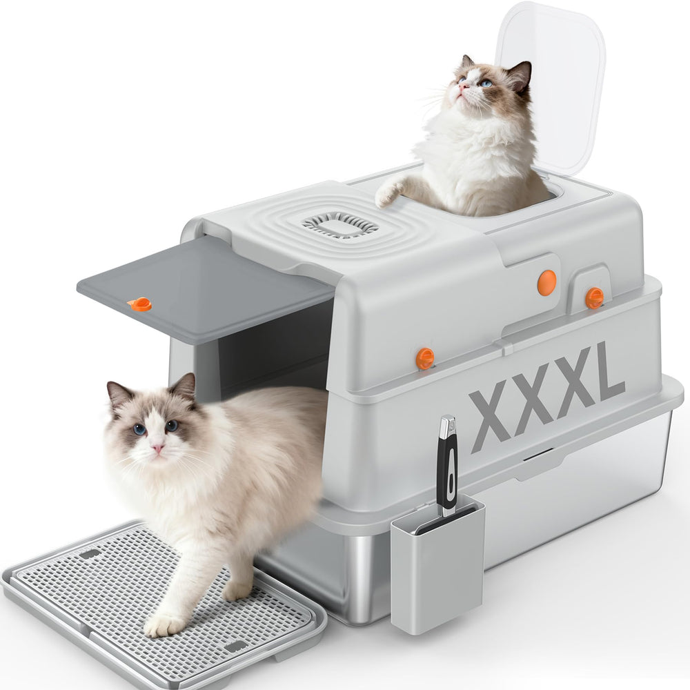 Soulbond XXXL stainless steel litter box main view highlights durability and spacious interior for large cats