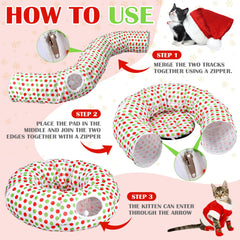 Soulchen cat tunnel bed assembly demonstrates quick conversion to a cozy resting spot.