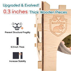 SoulThink wooden guinea pig castle ramp provides safe access to elevated perch