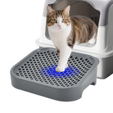 SpaceTime elevated cat litter mat ramp aids easy access for kittens and seniors.