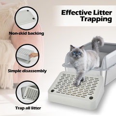 SpaceTime Elevated Cat Litter Mat washable construction makes quick cleaning easy.