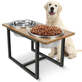 Spacnom elevated dog bowls stand shows quick assembly and sturdy construction for large dogs.