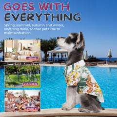 Spajoy Hawaii dog shirt fabric close-up highlighting breathable material for hot weather.