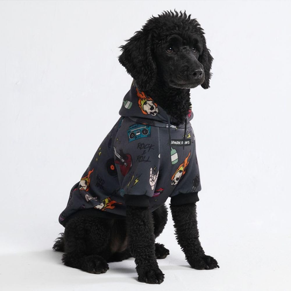 Spark Paws dog hoodie in butter-stretch fabric for flexible, comfortable wear.