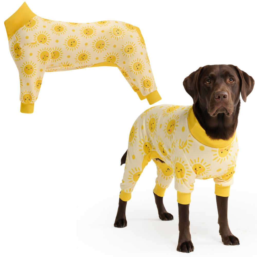 Spark Paws dog pajama front view for secure comfort during rest and travel