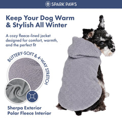 Spark Paws hooded sweater vest close-up shows cozy double-layer warmth