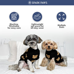 Spark Paws Knit Dog Sweater back view highlights durable knit for daily wear.