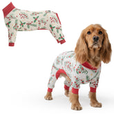 Spark Paws Mistletoe onesie front view shows cozy all-breed fit.