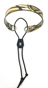 Sparky Pet Co Surefit ECollar Strap yellow camouflage front view, comfortable fit during outdoor play.