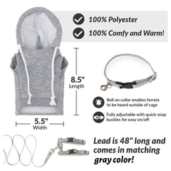 Spartan Atlantic gray ferret harness on a walking pose for secure fit
