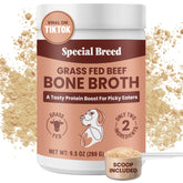 Special Breed Bone Broth Powder packaging shows premium ingredients for flavorful, dog-and-cat meals.