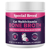Special Breed cat multivitamin bottle demonstrates convenient daily immune and wellbeing support.