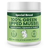 Special Breed green lipped mussel powder dog bowl joint support for everyday activity.