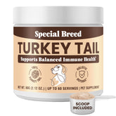 Special Breed turkey tail powder jar close-up for immune support in pets.