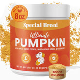 Special Breed Ultimate Pumpkin Powder bottle highlights premium ingredients for digestion.