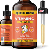 Special Breed Vitamin C for Dogs bottle shows bacon-flavored liquid immune support
