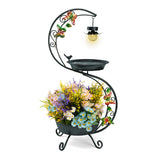 Speed Mate birdbath outdoor solar-lamp enhances dusk bird visits with gentle illumination