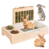 SPEETH 3-in-1 extralarge rabbit hay feeder-litter box reduces waste with a clean, tidy setup.