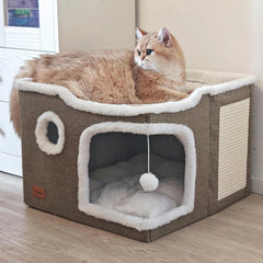 Spindro Large Cat Cave Bed folded view showing compact, portable hideaway for cats