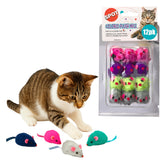 SPOT colored plush catnip mice packshot – 12 bright toys for indoor play