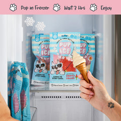 SPOT Pup Ice peanut flavor ice photo suggests frozen treat for dogs.