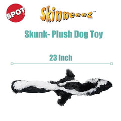 SPOT Skinneeez Skunk head closeup highlights realistic look and engaging squeaker.