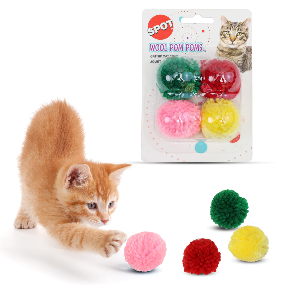 SPOT Wool Pom Poms collection for interactive cat play and exercise.