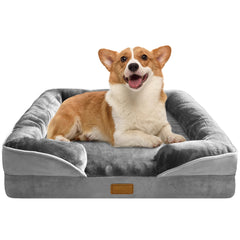 Spotted Play orthopedic dog bed side view highlights supportive foam for joint comfort.