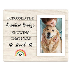 Spricoz Rainbow Bridge frame front view—a warm pet memorial for cherished dog memories.