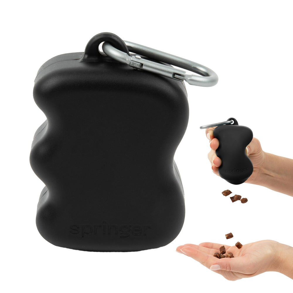 Springer dog treat pouch squeezable design for effortless training rewards