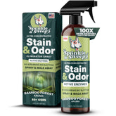 Sprinkle & Sweep enzyme cleaner bottle pour for easy pet mess cleanup